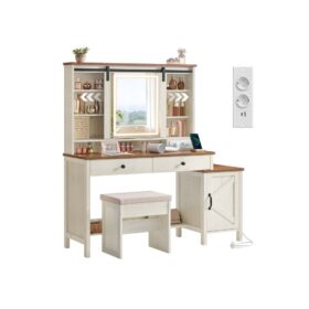 Schminktisch mit Spiegel Beleuchtung und mehreren Schubladen