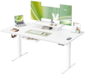 Höhenverstellbarer Schreibtisch USB Monitorständer 160x80cm SOLANA