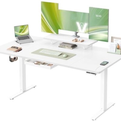 Höhenverstellbarer Schreibtisch USB Monitorständer 160x80cm SOLANA